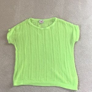 Neon green Justice open nit short sleeve sweater